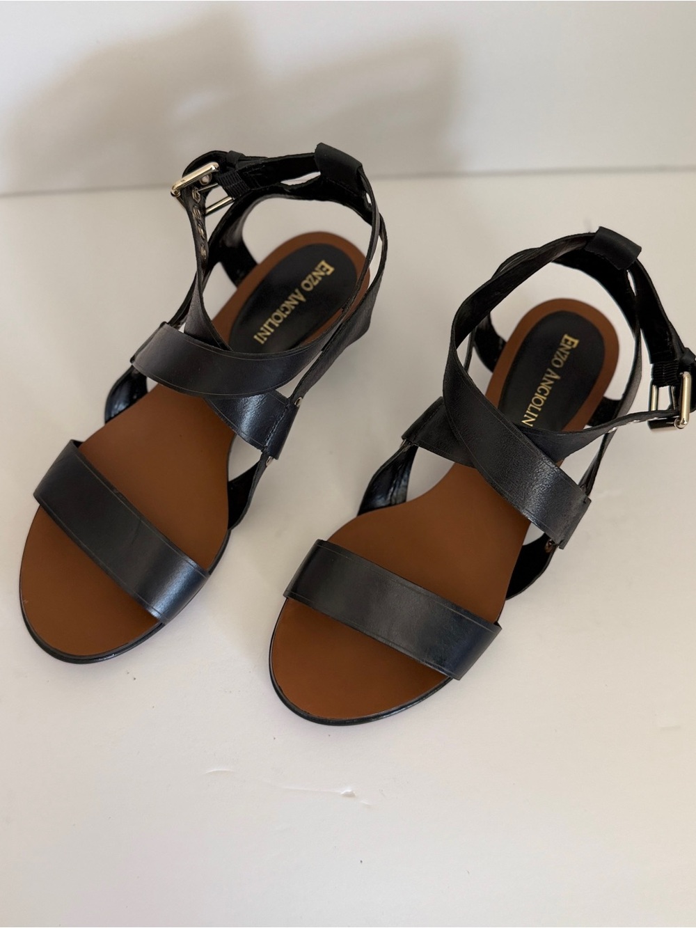 Enzo Angiolini Black Strappy Wedge Sandals - Picture 11 of 11
